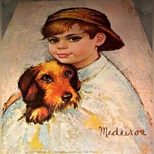 Vintage Art Lithograph, 1960s "Tom Sawyer" by Meideros - Boy. 16”X24”